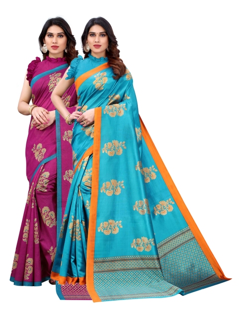 AADVIKA Pack Of 2 Women Turquoise Blue & Pink Ethnic Motifs Art Silk Mysore Silk Saree
AADVIKA Pack Of 2 Women Turquoise Blue & Pink Ethnic Motifs Art Silk Mysore Silk Saree