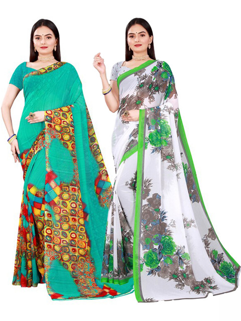 SAADHVI White & Blue Pure Georgette Saree
SAADHVI White & Blue Pure Georgette Saree