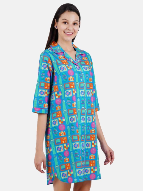 Smugglerz Blue Printed Nightdress