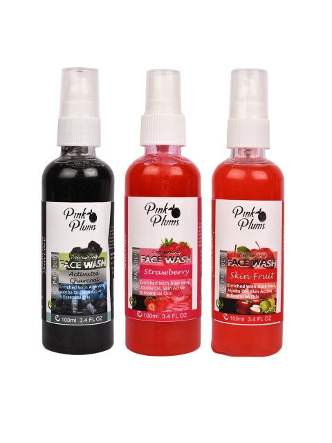 Pink Plums Set of 3 Paraben Free Face Wash- Strawberry + Charcoal + Skin Fruit- 100ml each, Black
Pink Plums Set of 3 Paraben Free Face Wash- Strawberry + Charcoal + Skin Fruit- 100ml each, Black