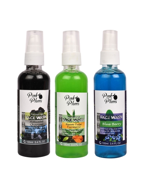 Pink Plums Set of 3 Face Wash - Charcoal + Neem Tulsi + Blue Berry - 100 ml Each, Black
Pink Plums Set of 3 Face Wash - Charcoal + Neem Tulsi + Blue Berry - 100 ml Each, Black