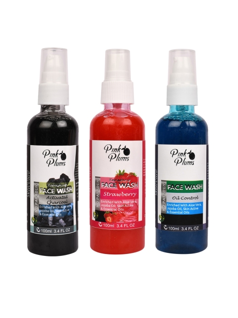 Pink Plums Set of 3 Face Wash - Charcoal + Strawberry + Oil Control - 100 ml Each, Black
Pink Plums Set of 3 Face Wash - Charcoal + Strawberry + Oil Control - 100 ml Each, Black