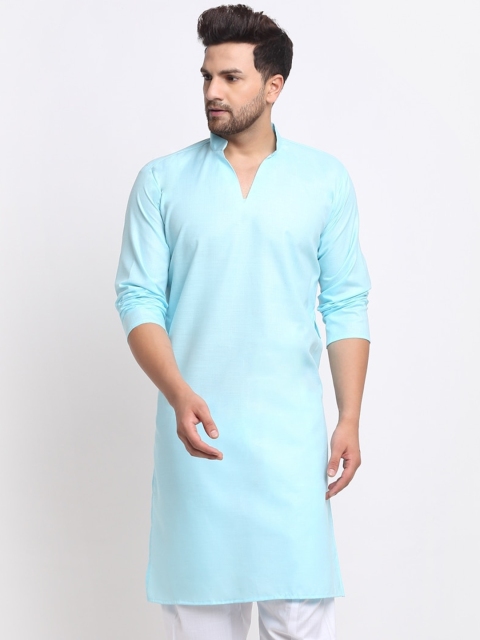 Benstoke Men Blue Thread Work Kurta