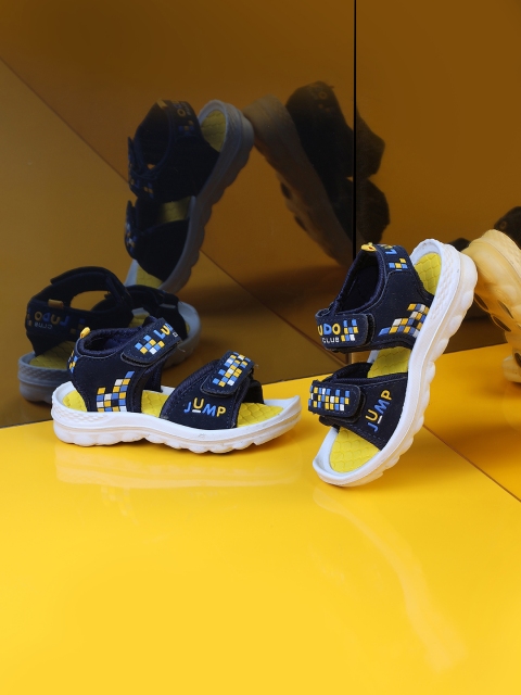Jazzy Juniors Boys Navy Blue & Yellow Sports Sandals