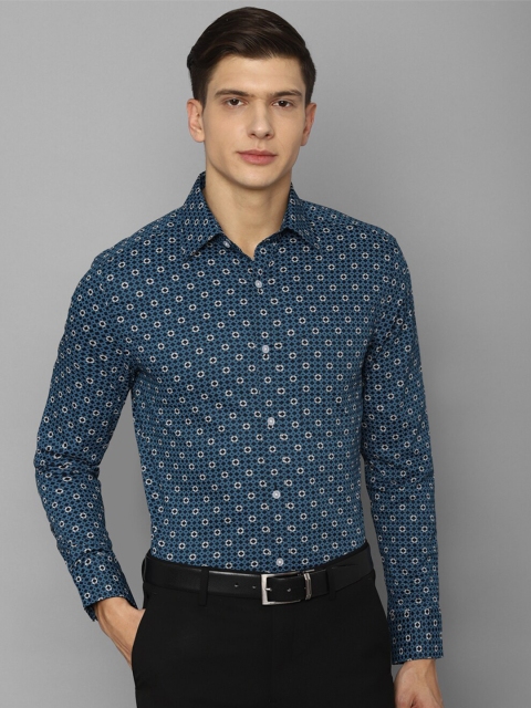 Louis Philippe Men Blue Printed Formal Shirt