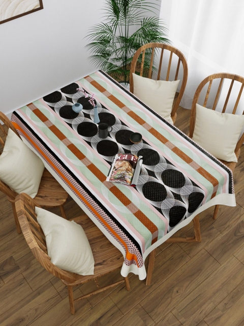 Clasiko Green & White Printed 4-Seater Rectangle Table Covers