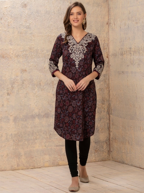 Lakshita Women Red Floral Printed Kurta