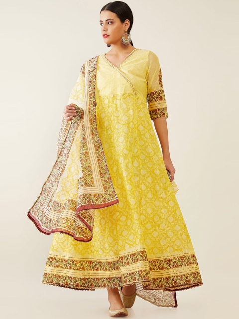 Soch Women Yellow Ethnic Motifs Printed Chanderi Silk Kurti with Trousers & With dupatta
Soch Women Yellow Ethnic Motifs Printed Chanderi Silk Kurti with Trousers & With dupatta