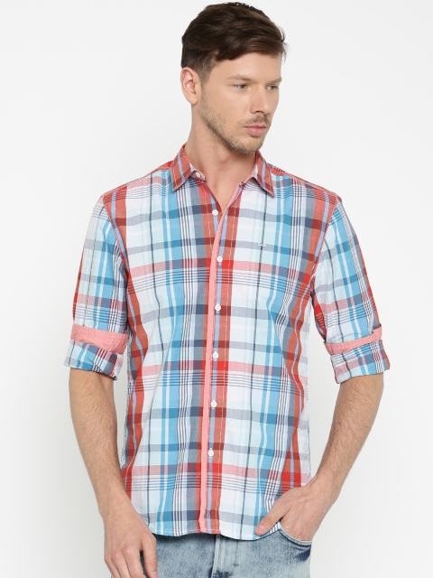Lee Men Blue Checked Slim Fit Casual Shirt