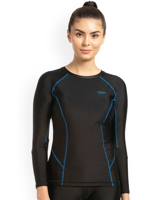Speedo Women Black Solid Swim Top