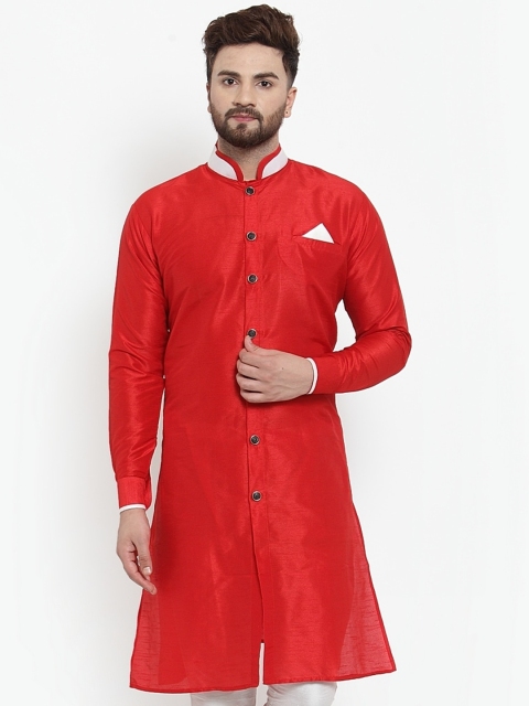 Benstoke Men Red & White Kurta