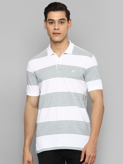 Allen Solly Men White & magnolia Striped Polo Collar T-shirt