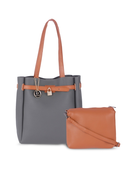 FUR JADEN Grey Tote Bag with Sling Pouch