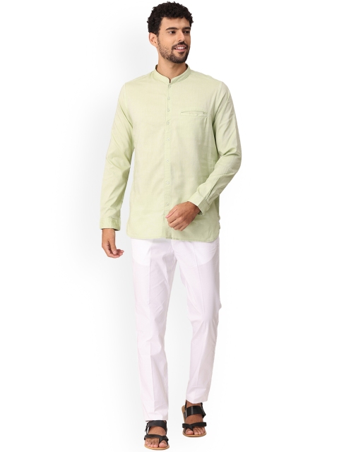 NIRVAAN Men Green Solid Kurta
