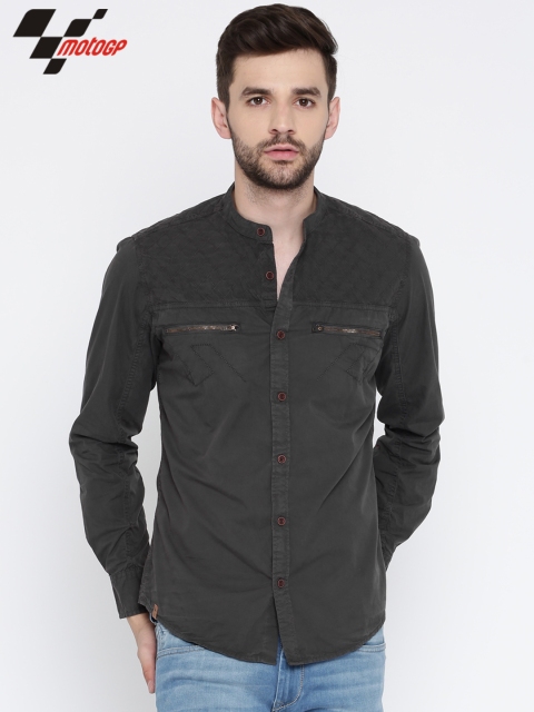 RDSTR Men Grey MotoGP Slim Fit Casual Shirt