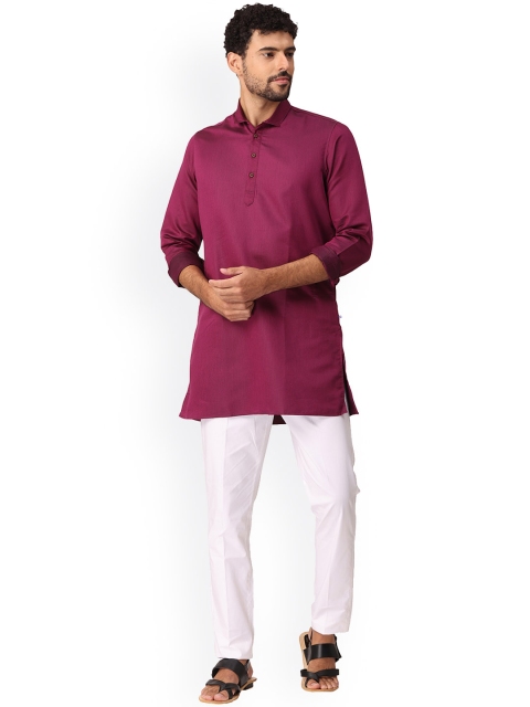 NIRVAAN Men Magenta Solid Kurta
