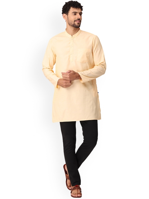 NIRVAAN Men Yellow Solid Medium Kurta