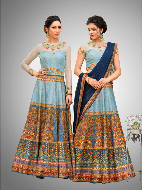 SAPTRANGI Blue & Orange Embroidered Thread Work Semi-Stitched Lehenga & Unstitched Blouse With Dupatta
SAPTRANGI Blue & Orange Embroidered Thread Work Semi-Stitched Lehenga & Unstitched Blouse With Dupatta