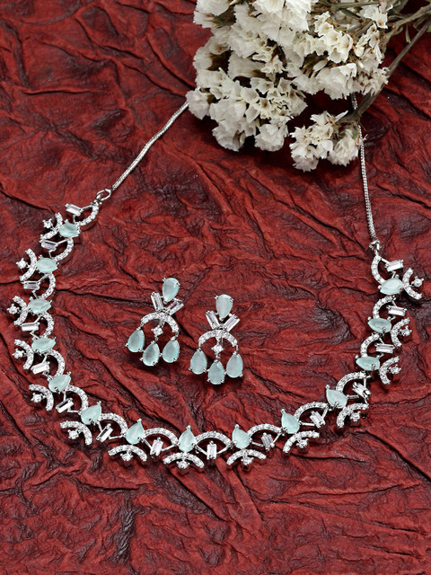 KARATCART Silver-Plated Lime Green Cubic Zirconia Studded Jewellery Set
KARATCART Silver-Plated Lime Green Cubic Zirconia Studded Jewellery Set