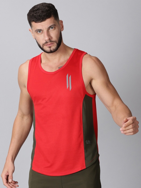 ATTIITUDE Men Red Solid Dry Fit Gym Vest