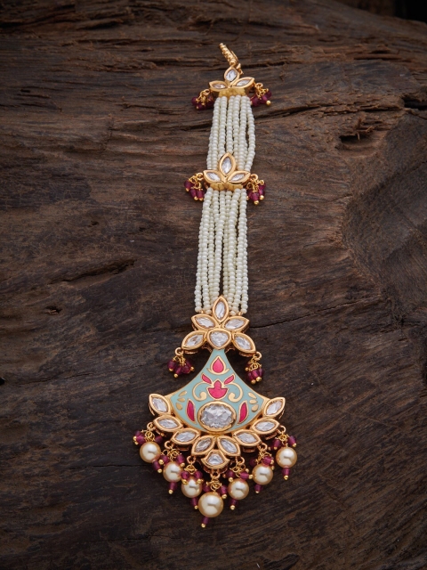 Kushal's Fashion Jewellery Women Gold-Toned & White Kundan Studded & Beaded Maang Tikka
Kushal's Fashion Jewellery Women Gold-Toned & White Kundan Studded & Beaded Maang Tikka