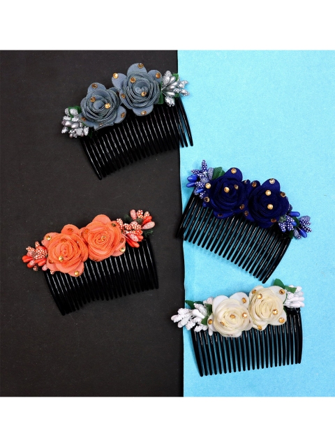 Krelin Women Pack of 4 Black & Blue Comb Pin