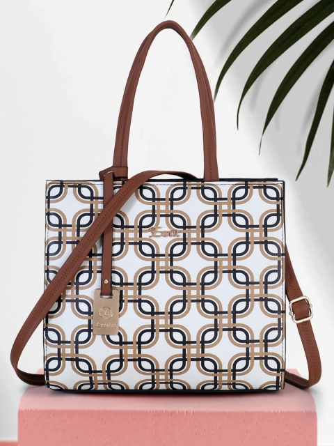 Exotic Black Printed PU Shopper Handheld Bag