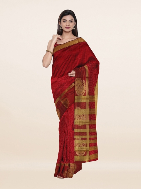 Pothys Maroon & Gold-Toned Woven Design Saree