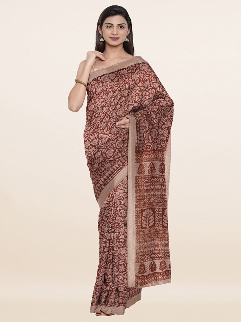 Pothys Brown Floral Saree