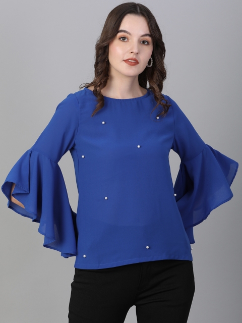 DressBerry Women Blue Embellished Top
