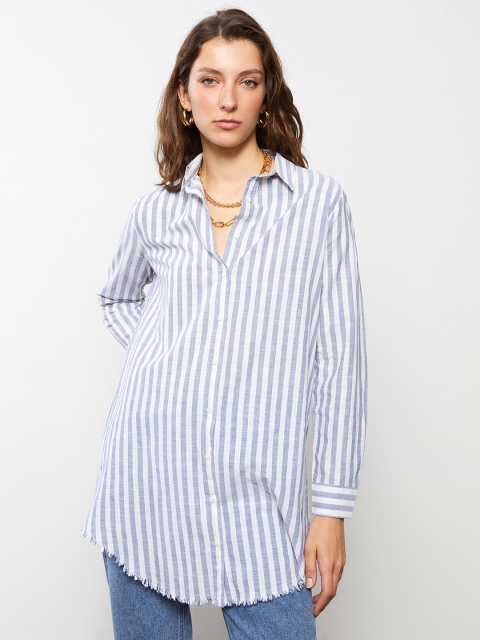 LC Waikiki Women Blue Classic Pure Cotton Striped Standard Fit Casual Longline Shirt
LC Waikiki Women Blue Classic Pure Cotton Striped Standard Fit Casual Longline Shirt