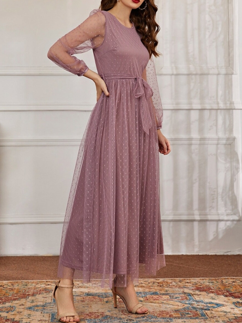 URBANIC Pink Striped Maxi Dress