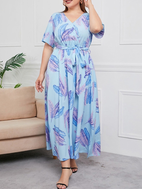 URBANIC Blue Floral Maxi Dress