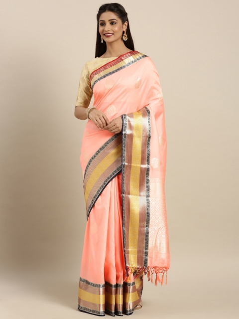 Varkala Silk Sarees Peach-Coloured & Gold-Toned Paisley Zari Silk Blend Banarasi Saree
Varkala Silk Sarees Peach-Coloured & Gold-Toned Paisley Zari Silk Blend Banarasi Saree