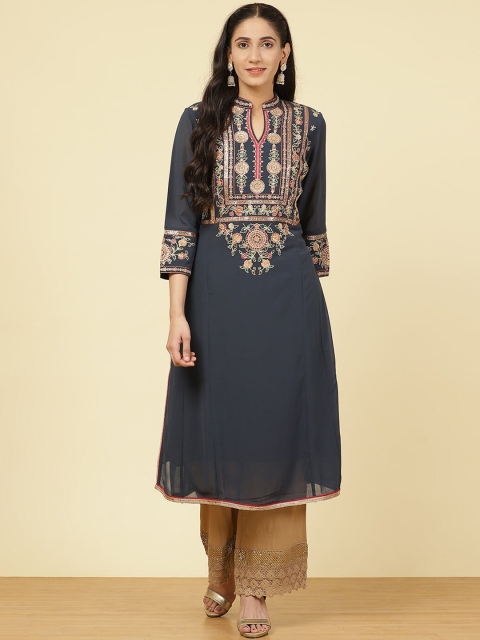 Lakshita Women Grey & blue graphite Geometric Embroidered Keyhole Neck Thread Work Georgette Kurta
Lakshita Women Grey & blue graphite Geometric Embroidered Keyhole Neck Thread Work Georgette Kurta