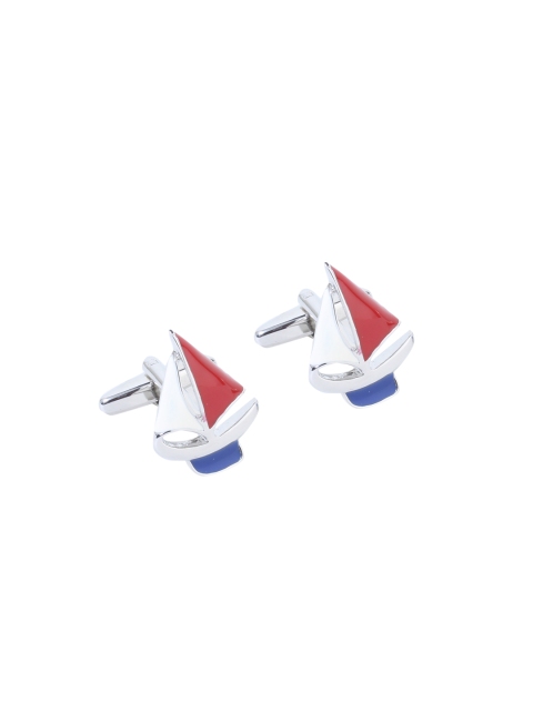 Alvaro Castagnino Silver-Toned & Red Cufflinks