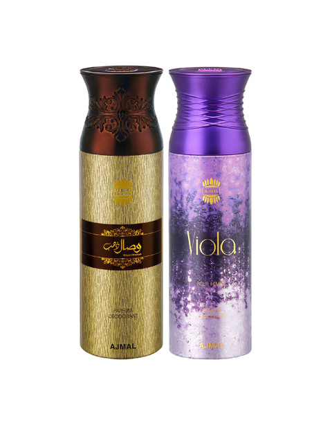 Ajmal Pack Of 2 Wisal Dhahab & Viola Long Lasting Deodorants 200 ml, Purple
Ajmal Pack Of 2 Wisal Dhahab & Viola Long Lasting Deodorants 200 ml, Purple
