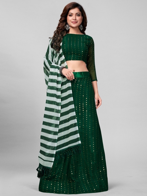 Mitera Green & White Embroidered Sequinned Semi-Stitched Lehenga & Unstitched Blouse With Dupatta
Mitera Green & White Embroidered Sequinned Semi-Stitched Lehenga & Unstitched Blouse With Dupatta