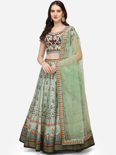 SAPTRANGI Sea Green Embroidered Semi-Stitched Lehenga & Unstitched Blouse With Dupatta
SAPTRANGI Sea Green Embroidered Semi-Stitched Lehenga & Unstitched Blouse With Dupatta