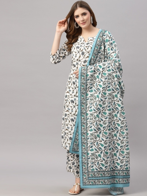 JAIPURI BUNAAI Women White Floral Printed Pleated Kurta with Palazzos & With Dupatta
JAIPURI BUNAAI Women White Floral Printed Pleated Kurta with Palazzos & With Dupatta