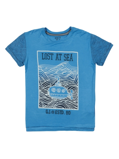 Gini and Jony Boys Blue Printed T-shirt