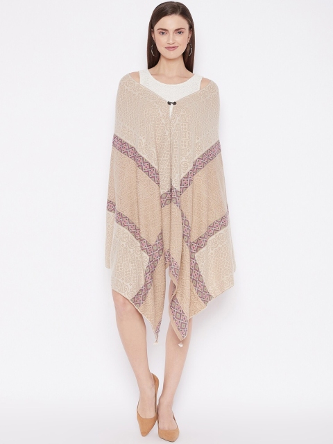 Knitstudio Women Beige Printed Woven Shawl