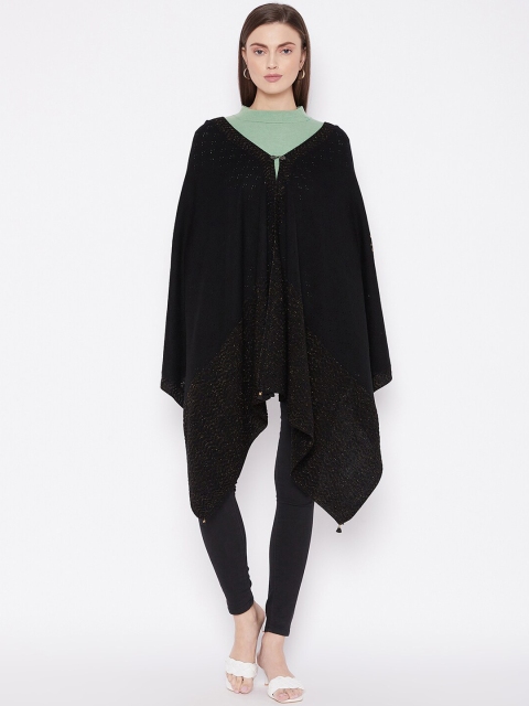Knitstudio Women Black Woven-Design Shawl