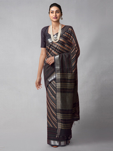 Unnati Silks Peach-Coloured & Black Woven Design Kantha Work Pure Cotton Jamdani Saree
Unnati Silks Peach-Coloured & Black Woven Design Kantha Work Pure Cotton Jamdani Saree