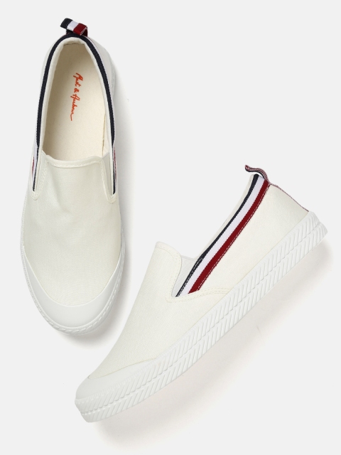 Mast & Harbour Men White Slip-On Sneakers