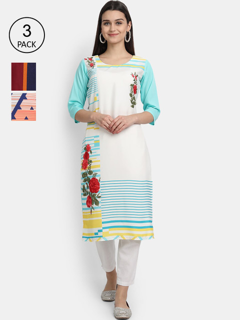 KALINI Women Multicoloured & snow white Geometric Printed Thread Work Crepe Kurta, Multi
KALINI Women Multicoloured & snow white Geometric Printed Thread Work Crepe Kurta, Multi