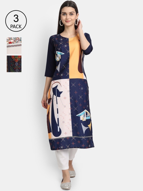 KALINI Women Multicoloured Floral Printed Keyhole Neck Thread Work Crepe Kurta, Multi
KALINI Women Multicoloured Floral Printed Keyhole Neck Thread Work Crepe Kurta, Multi