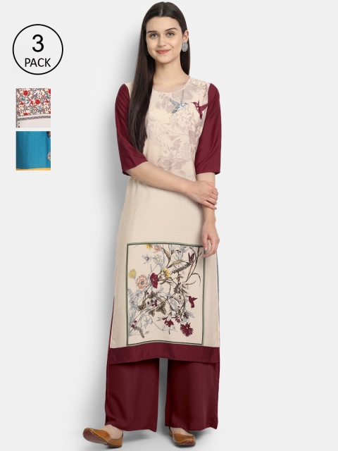 KALINI Women Multicoloured Floral Printed Keyhole Neck Thread Work Crepe Kurta, Multi
KALINI Women Multicoloured Floral Printed Keyhole Neck Thread Work Crepe Kurta, Multi