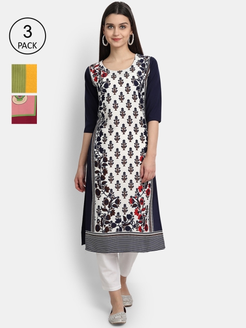 KALINI Women Multicoloured & mystic blue Colourblocked Thread Work Crepe Kurta, Multi
KALINI Women Multicoloured & mystic blue Colourblocked Thread Work Crepe Kurta, Multi