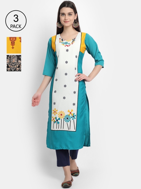 KALINI Women Multicoloured & star white Ethnic Motifs Embroidered Crepe Kurta, Multi
KALINI Women Multicoloured & star white Ethnic Motifs Embroidered Crepe Kurta, Multi